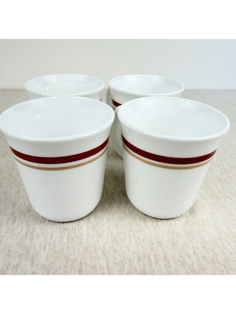 Vintage Corning Cinnamon Chestnut Brown Stripe Mugs Set of 4 USA